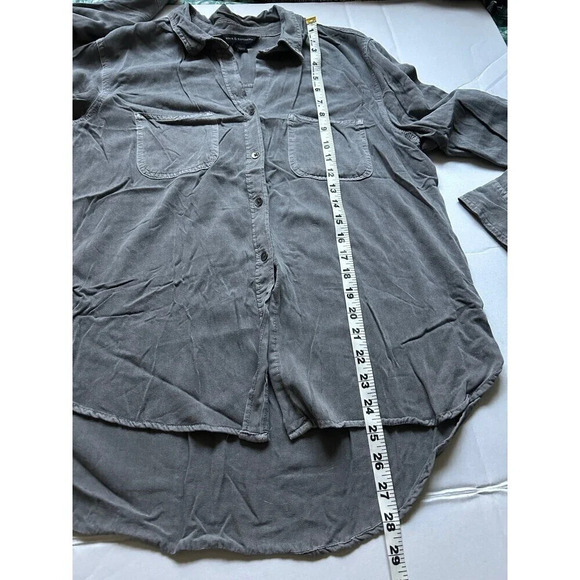 Rock & Republic Button Up Top Long Sleeve Tunic Shirt Gray Sz L - Picture 5 of 6